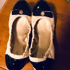 Tahiti Cream and Black Ballet Flats